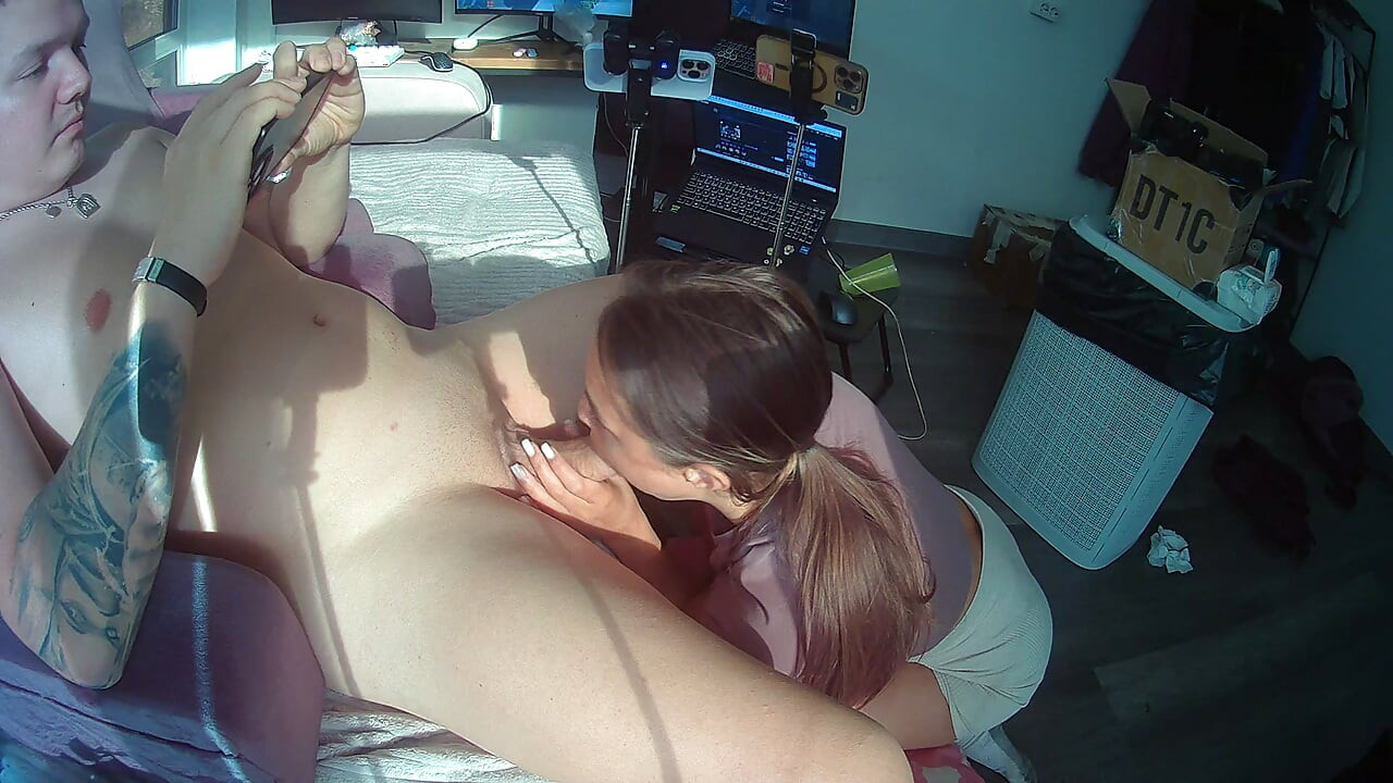 She Smiles, Licks the dick, and Pops It Into Her Cheek