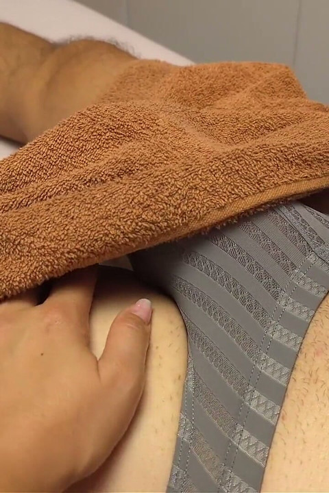 Cumshot Surprise During Massage! Blonde Masseuse with Big Boobs Made Her Client Ejaculate in Underwear