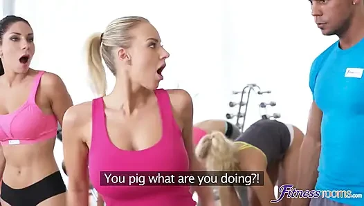 Fitness Rooms - with All the Big Tits and Big Asses Bouncing Around, How Could Fitness Instructor Angelo Not Perv Out?