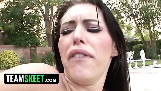 Busty hottie loves having a hard dick in between her amazing perky tits
