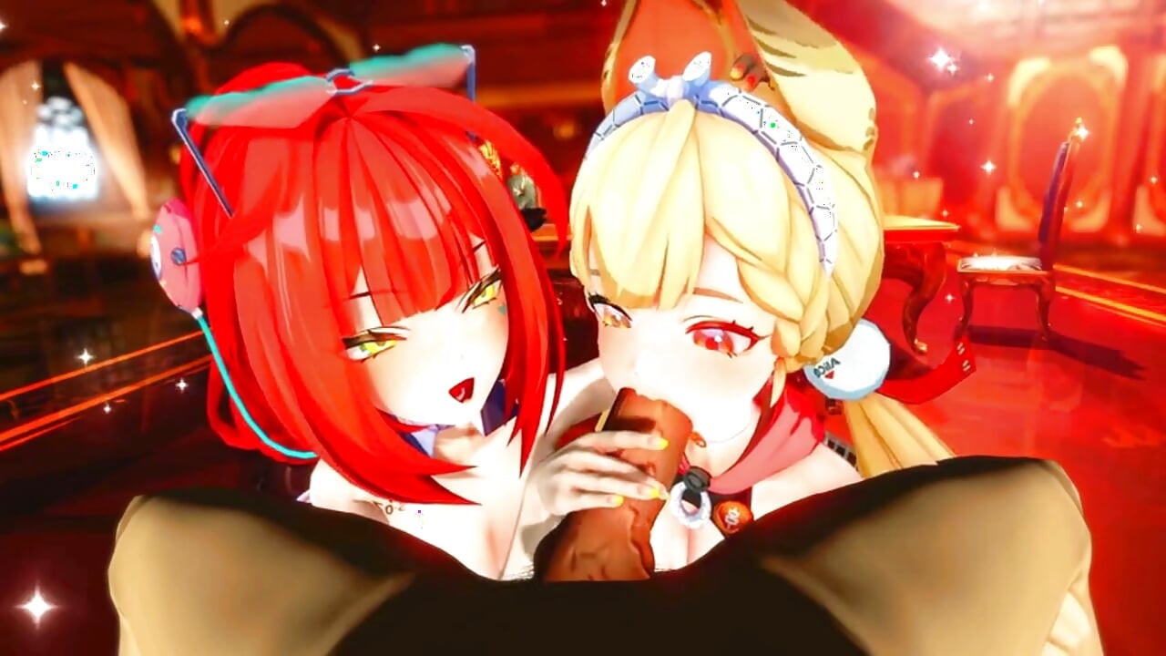 Zenless Zone Zero - FFM Yuzuha e Alice Trocam pau e se revezam cavalgando - 3D Hentai Animations
