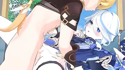 Genshin Impact - furina x A äther leidenschaftlicher sex - Hentai-animation 3D