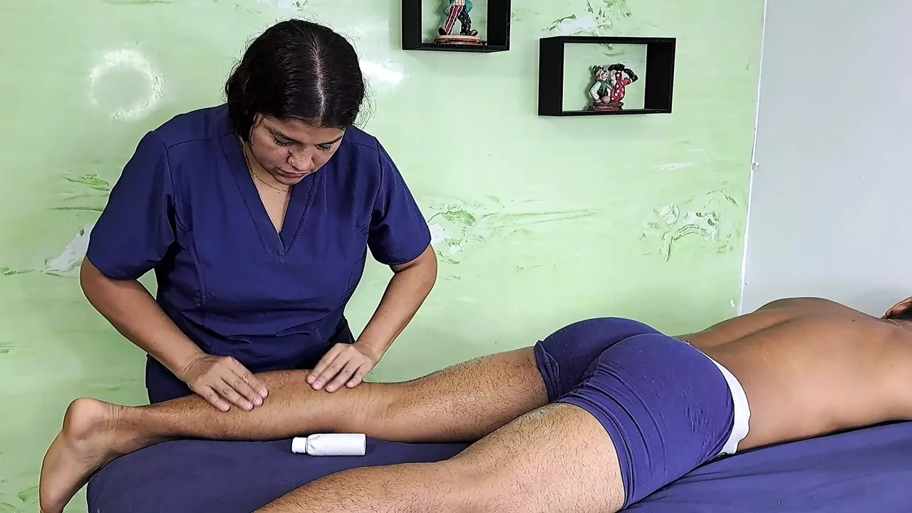 Mature woman with big tits gives a rich massage to a young cock