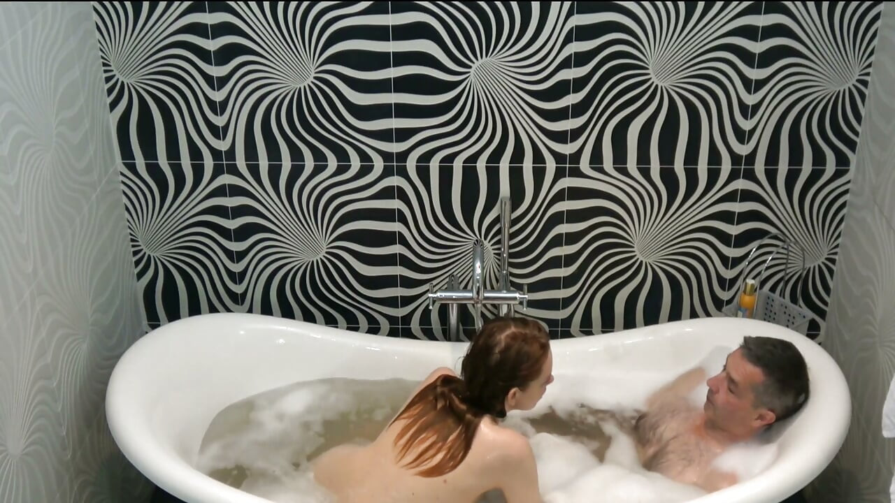 Naughty teen gets banged by her stepdad in the bathtub