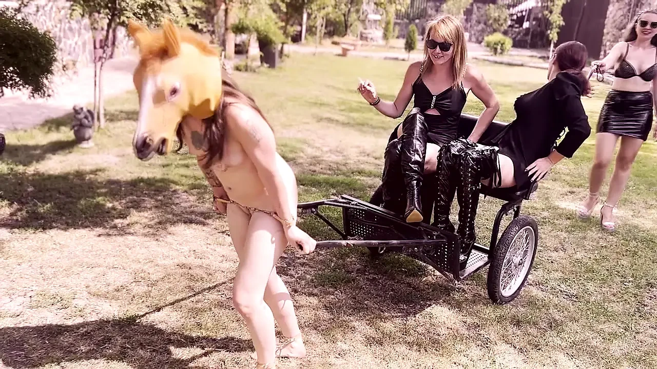 Pony girl training - Whipping hard LEZDOM