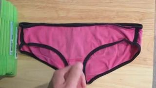 Cumming on her pink panties