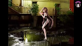 Bingtang - Sexy Black Dress Dancing With Rain