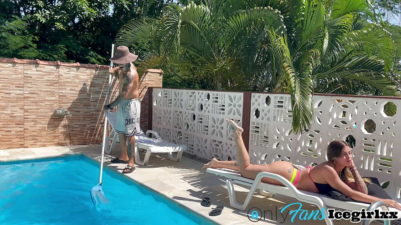 NYMPH CATCHES THE EYE OF THE GIFTED POOL CLEANER! FUCK MY PUSSY!