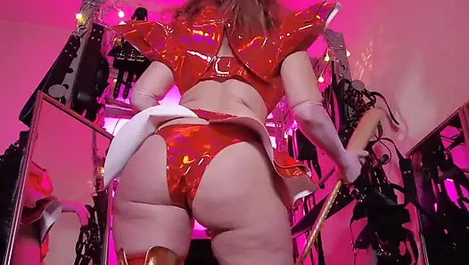Mistress Eva Latex Fetish Domina Femdom Goddess Gold Boots Big Ass BDSM Solo