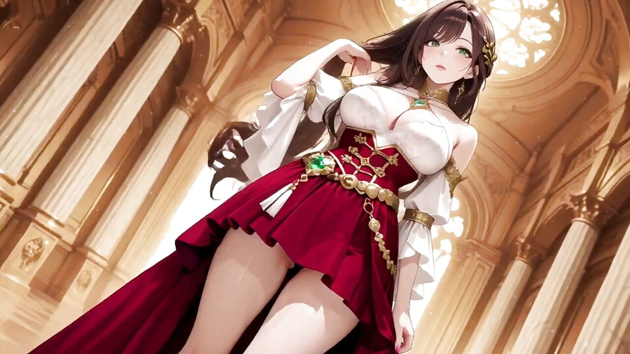 From Lazy Throne to Gothic Corridor Walk, Low Angle Shots of Her Lifting the Skirt