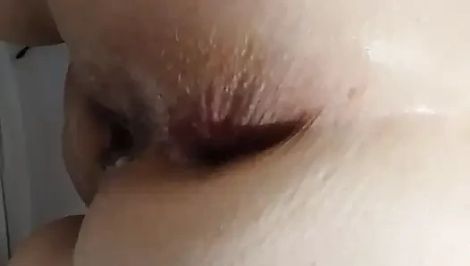 Her ass is filled with hot cum