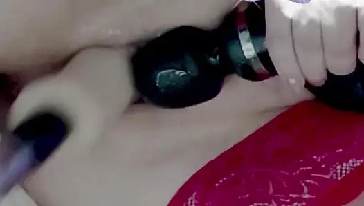 Very Wet Pussy Close-up, Vibrator on Clit, Fuck Pussy Sex Machine