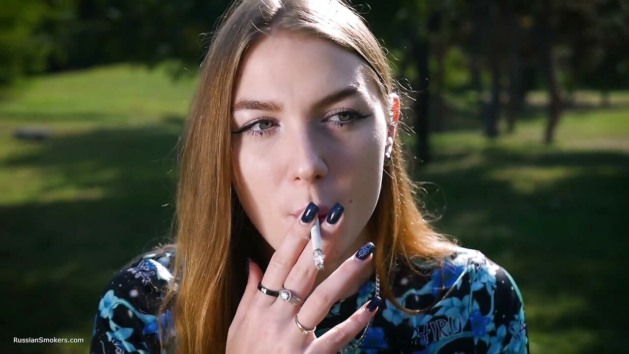 Seductive Russian Beauty Smoking Cigarette Studio Vibes
