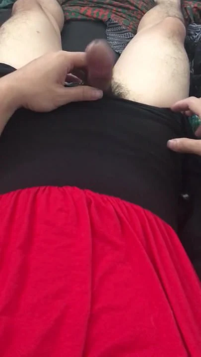 Wearing tight dress cuming in bra