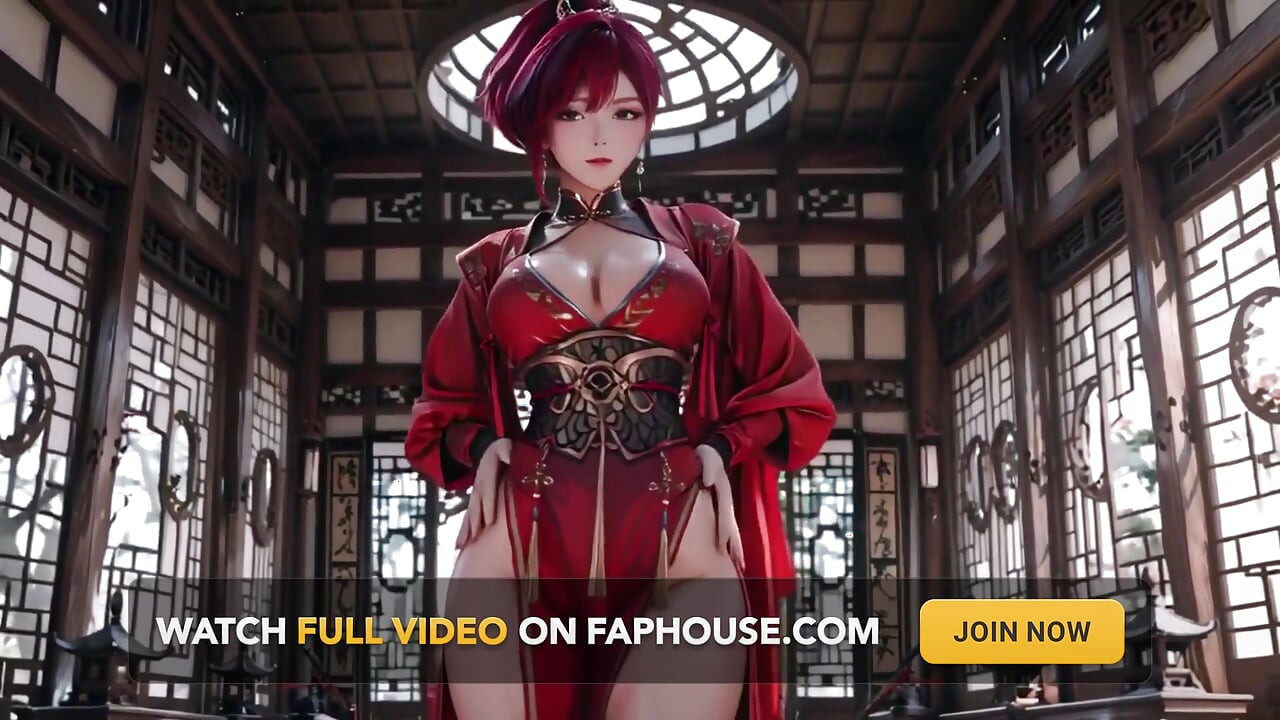 Purple-haired War Maiden in High-slit Kimono, Kneeling to Tease Your Eyes with a Fiery Gaze and a Wet, Forbidden Whisper.