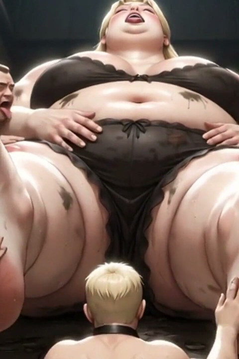 Enorme giganta obesa grandota - esclavas lamiendo y limpiando sus pies grandes