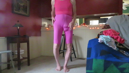 Skin-tight leggings show my feminine bottom.