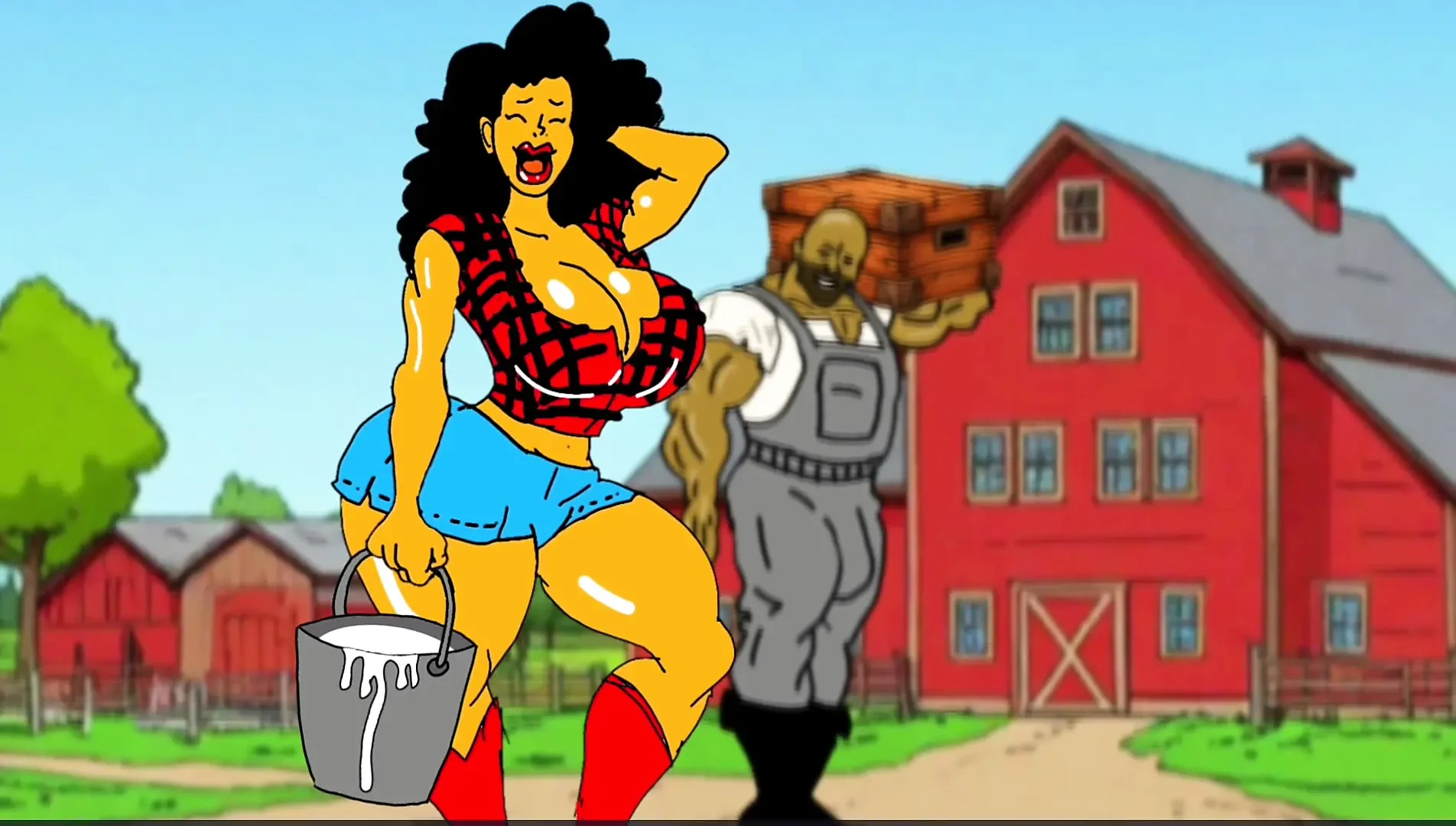 Esposa do caipira Caricatura. Animação