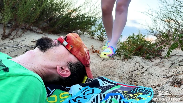 Mistress Pisses Straight Into Slave's Mouth on Wild Beach