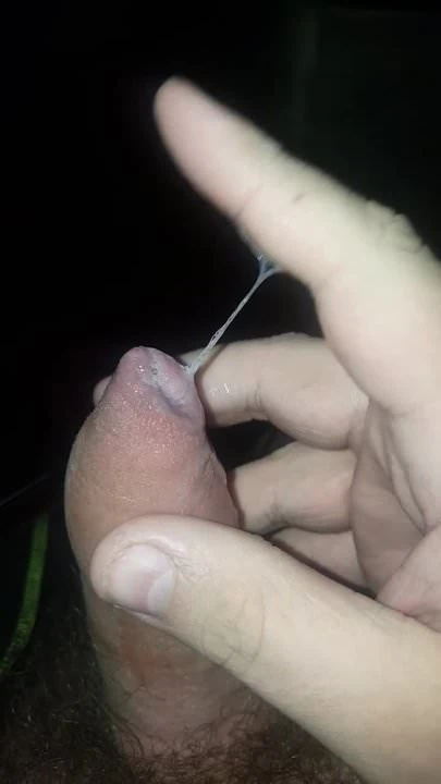 Sticky foreskin play and cum