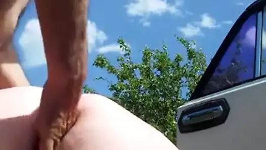 Pussy licking chubby granny in nature