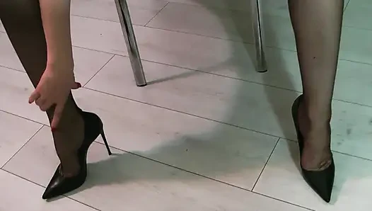 Blonde Lawyer in Sexy Nylons and Heels