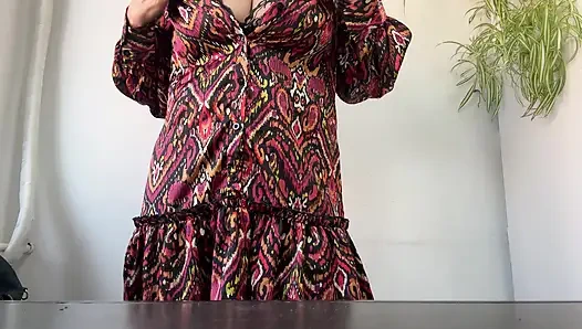 Hot sexy milf rubs her pussy through pantyhose