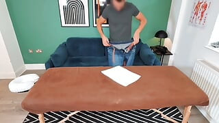Curious hot guy got excited during massage with a new masseur
