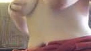 Friend on Chat showing and licking titties