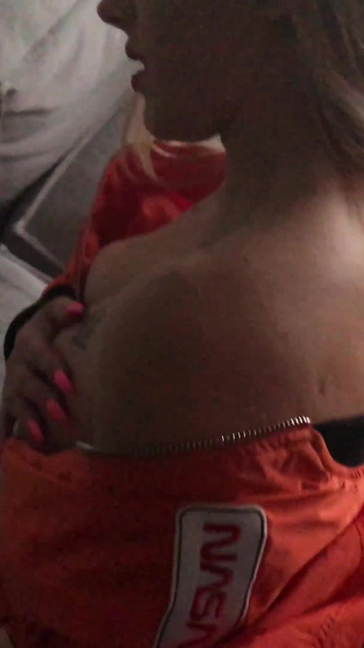 One of the most beautiful natural big tits blondes ever strips and shakes ass to tease, POV cam private phone