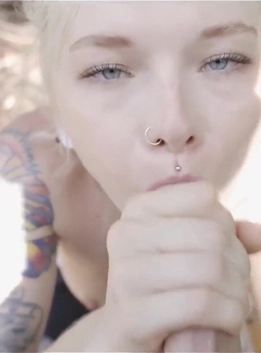 Juicy Blowjob in the Woods From Hot Blonde with Cum in Mouth!