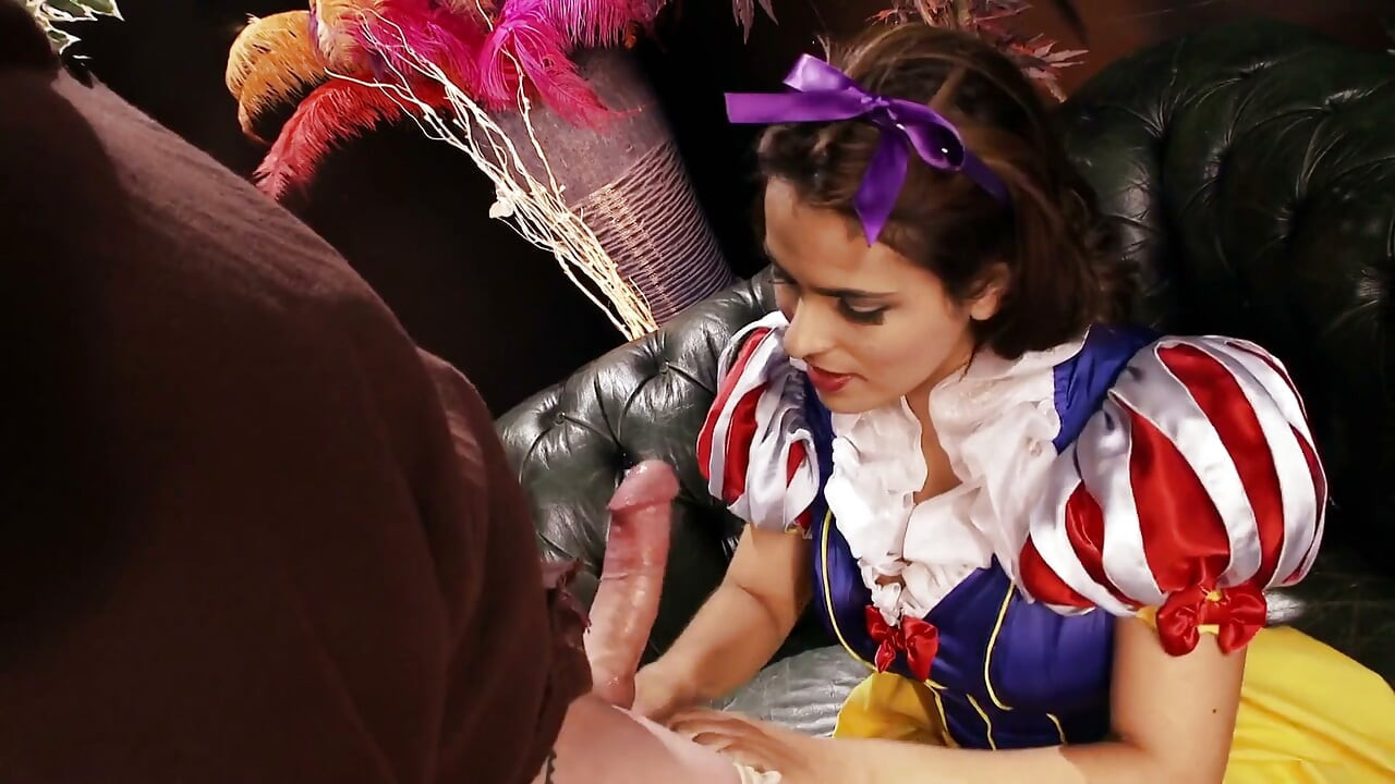 Brunette cutie in snow white costume gets banged by a horny dude