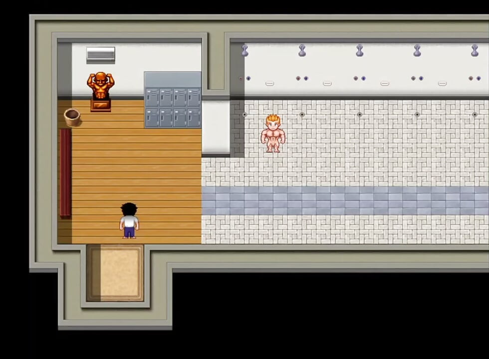 Stranger enters the locker room and makes me excited.