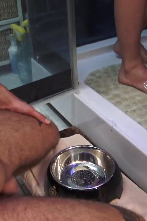 Romantic Sex Shower - and He Has to Watch, Jerk off in the Dog Bowl, and Drink It!
