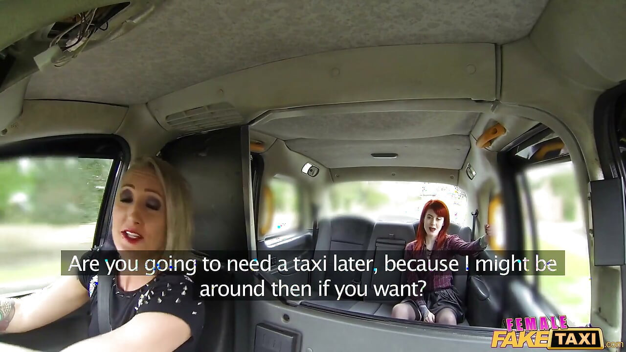Female fake taxi - rubia lesbiana taxista domina pelirroja tatuada