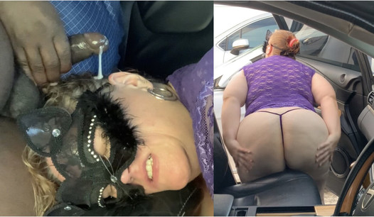 Ssbbw heiße blonde MILF twerking mit großem Hintern & spielt mit Titten öffentlich vor dem Auto (Halsfick-Blowjob im Auto) POV, Nuss