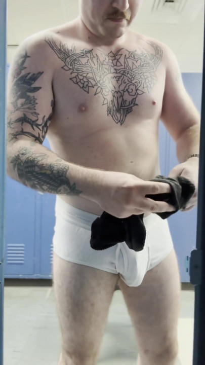 Public locker room almost caught cumming | Clip 1