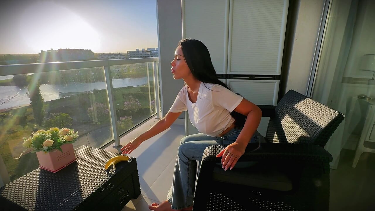 Playful Stepmom Gets His Attention With a Banana - Lana Myers