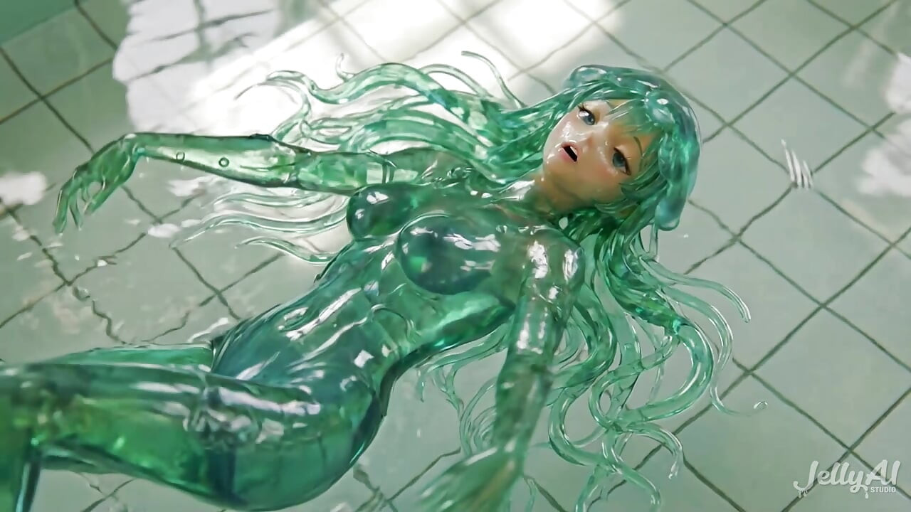 Emerald Jellyfish Girl Grinding & Riding – Dripping Wet Tongue