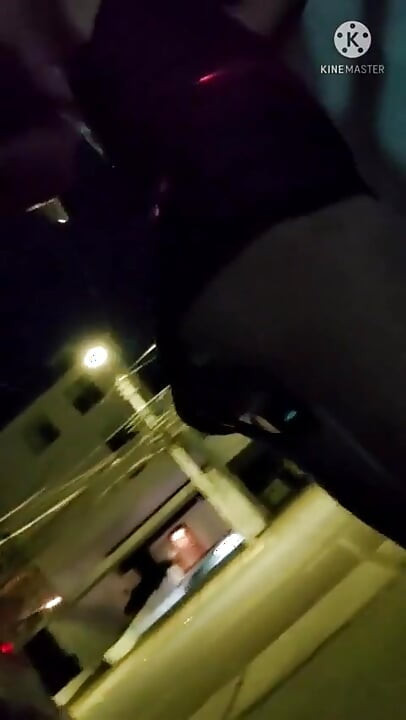 Sissy Crossdresser Walking Outdoors with a Huge Dildo Inside Her Ass. She Could Barely Walk...