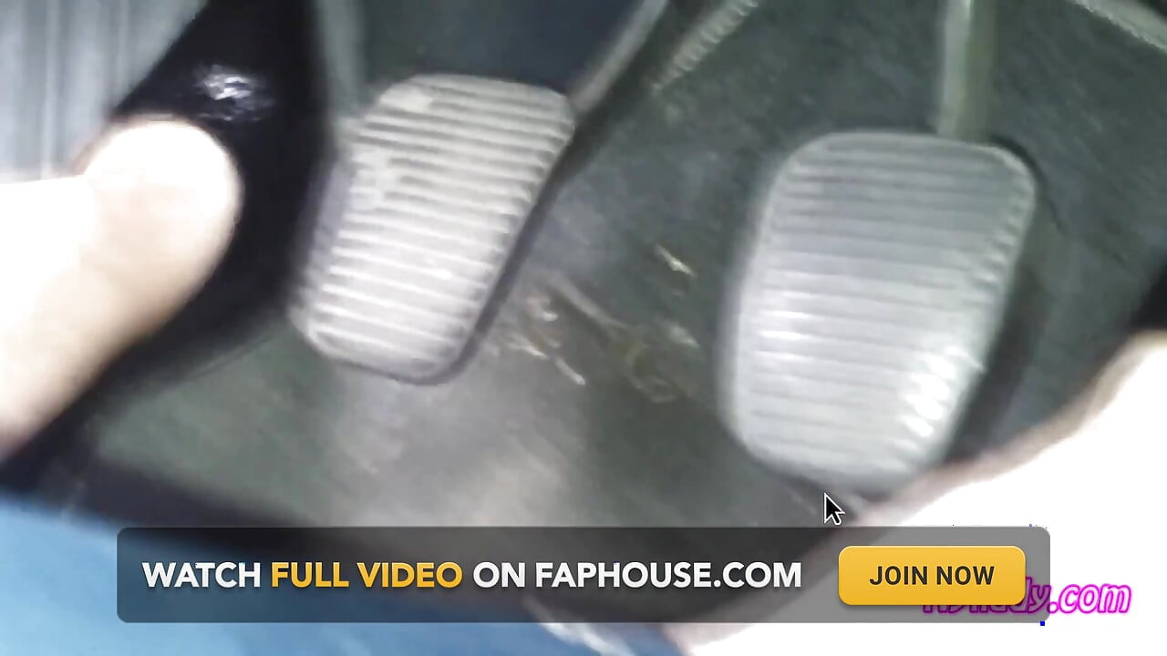 Driving and Revving in Black Pumps on Bare Foot