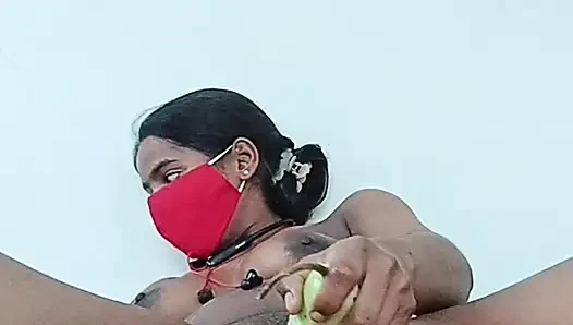Desi girl masterbating his choot by big dildo in study room