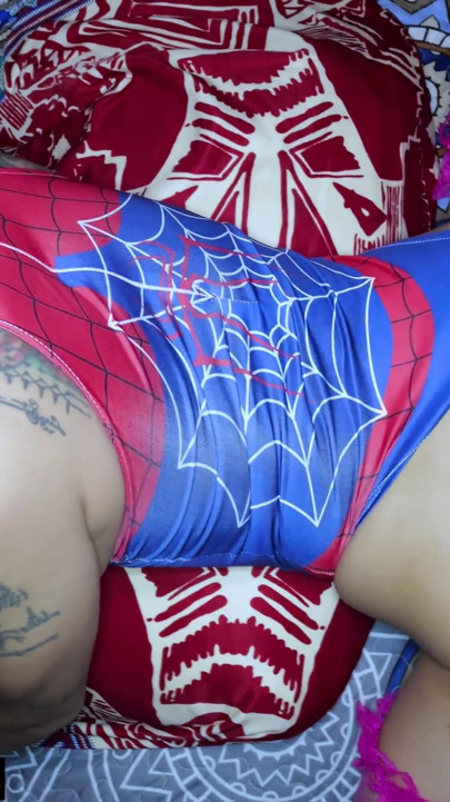 Spiderman theme Asian ladyboy femboy cock sucked and anal fuck | Clip 2