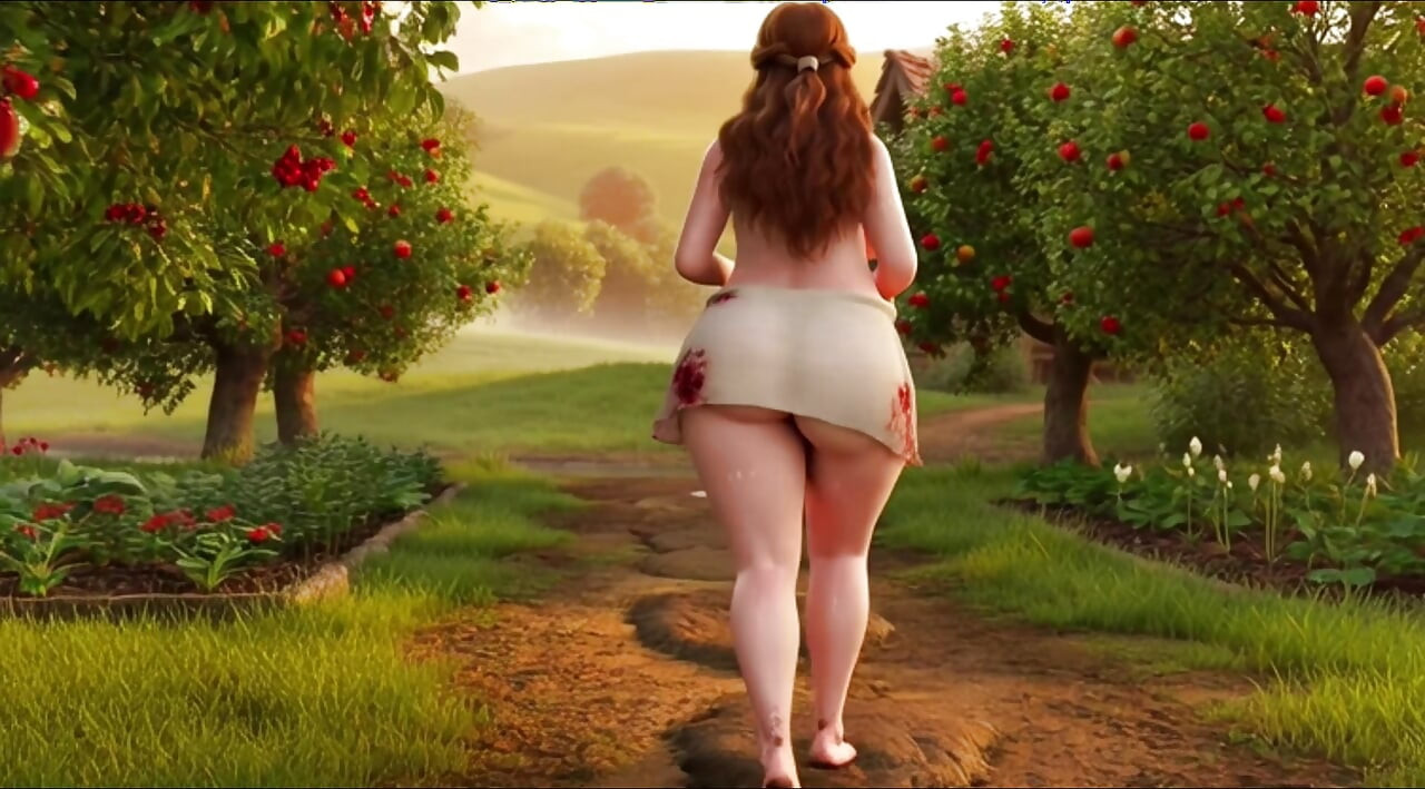 Beautiful Young Medieval Peasant Woman Bathes in Stream Then Sunbathes Nude Under Warm Sun in Lush Countryside