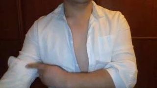 Asian Bear in White Shirt Cums on Cam