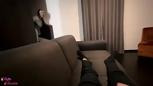 Caught Jerking off! Nighttime Fuck in Our Friends' House!