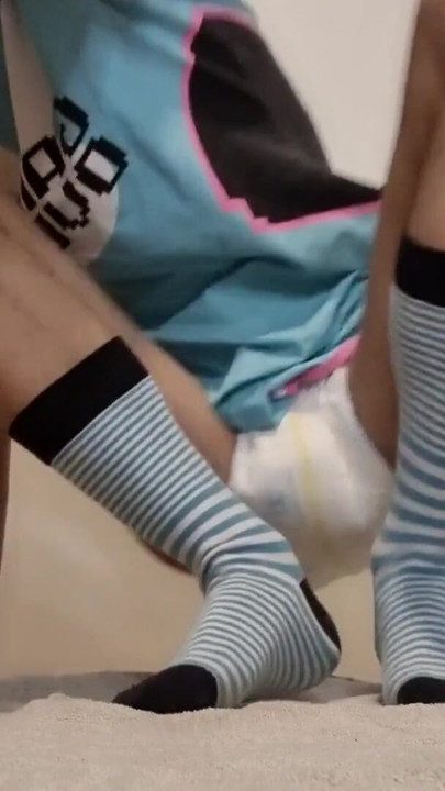 Thrilling moment from "Diaper Pup jerks off and cums in his Diaper"