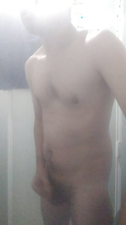 Naked man in shower