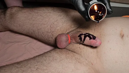 candle wax and prostate massage on the cock - BSDM
