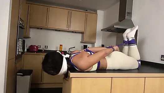 Latina's Personal Trainer Predicament: Giant Ballgag, Hogtie, and Drenching Drool! (4k)